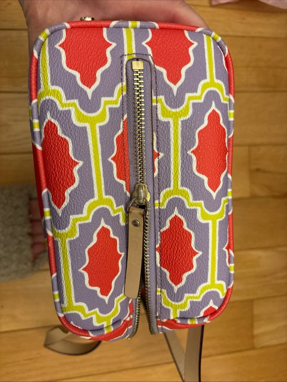 Kate Spade  Lavender orange & yellow Geometric Tote with Red Wallet
